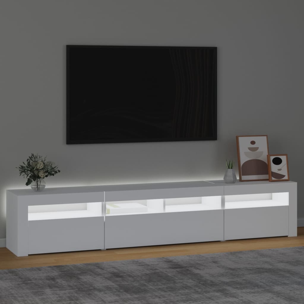 Meuble TV avec éclairage LED blanc 210x35x40 cm