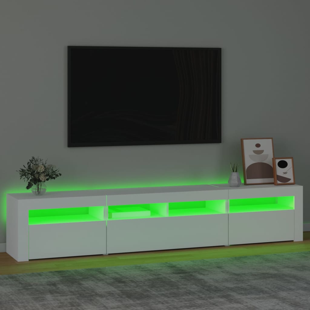 Meuble TV avec éclairage LED blanc 210x35x40 cm