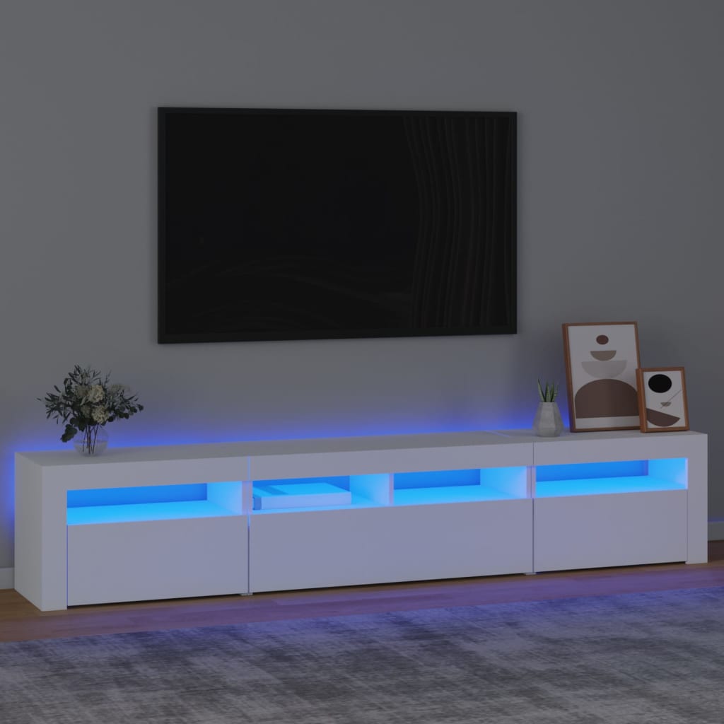 Meuble TV avec éclairage LED blanc 210x35x40 cm