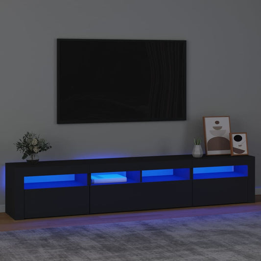 Meuble TV avec éclairage LED, noir, 210 x 35 x 40 cm