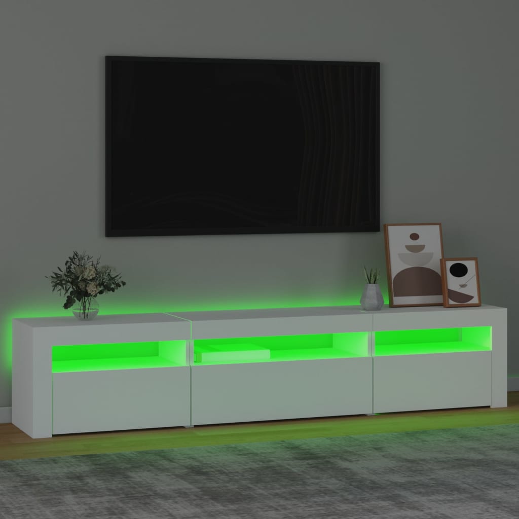 Meuble TV avec éclairage LED blanc 195x35x40 cm