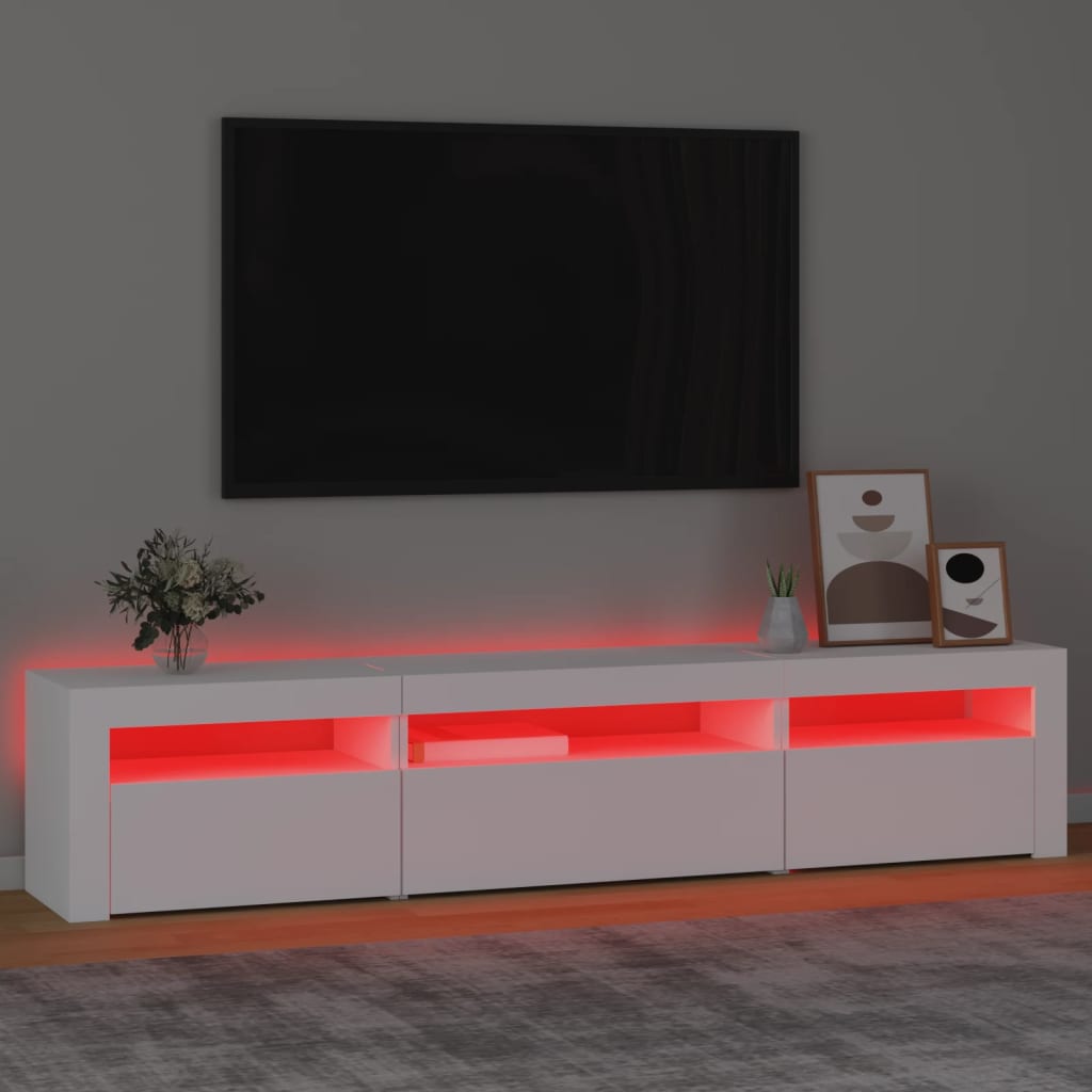 Meuble TV avec éclairage LED blanc 195x35x40 cm