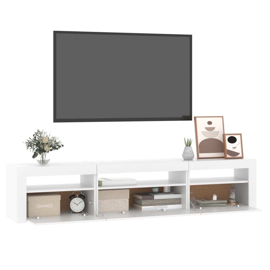 Meuble TV avec éclairage LED blanc 195x35x40 cm
