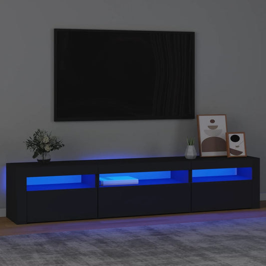 Meuble TV avec éclairage LED, noir, 195 x 35 x 40 cm