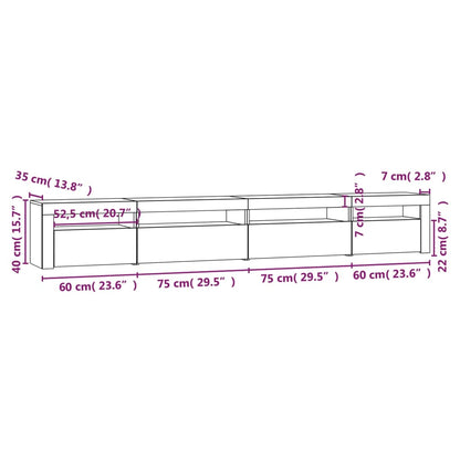 TV-Schrank mit LED-Leuchten Weiß 270x35x40 cm
