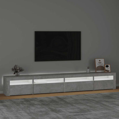 TV-Schrank mit LED-Leuchten Betongrau 270x35x40 cm