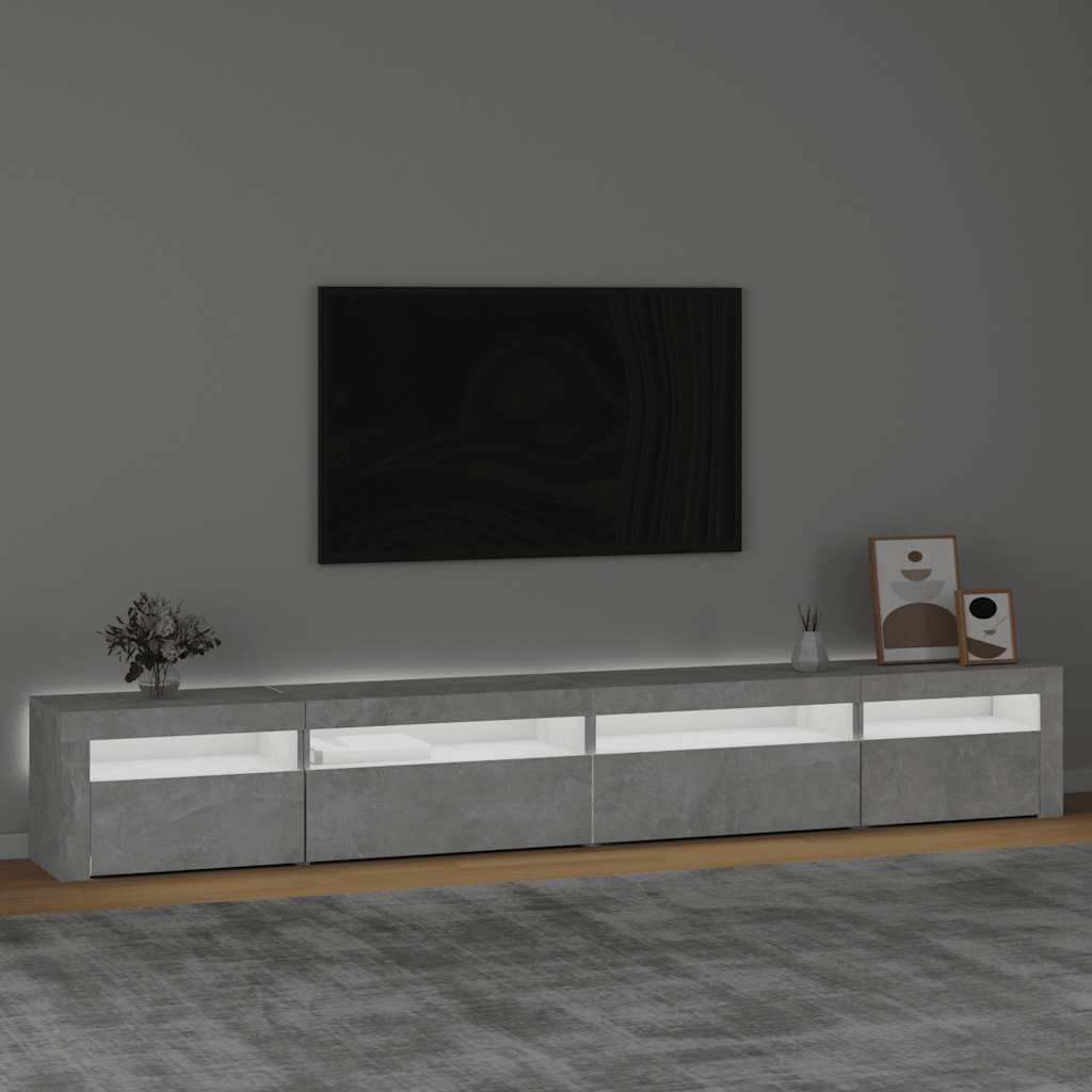 TV-Schrank mit LED-Leuchten Betongrau 270x35x40 cm