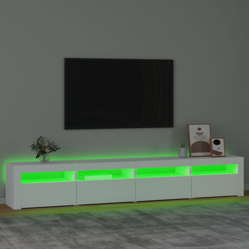 Meuble TV avec éclairage LED blanc 240x35x40 cm
