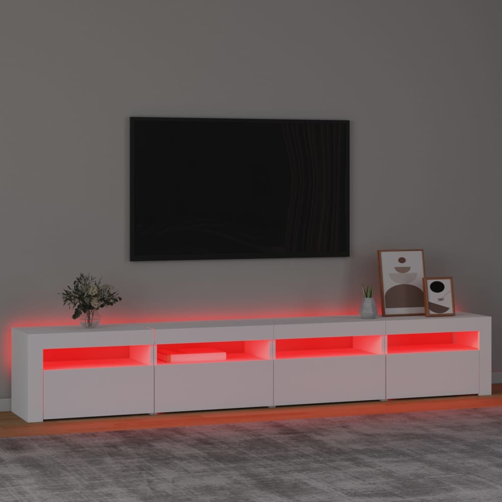 Meuble TV avec éclairage LED blanc 240x35x40 cm