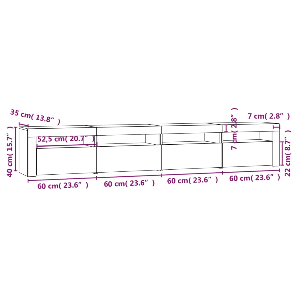 TV-Schrank mit LED-Leuchten Grau Sonoma 240x35x40 cm