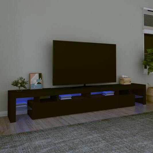 Meuble TV avec éclairage LED, noir, 260 x 36,5 x 40 cm