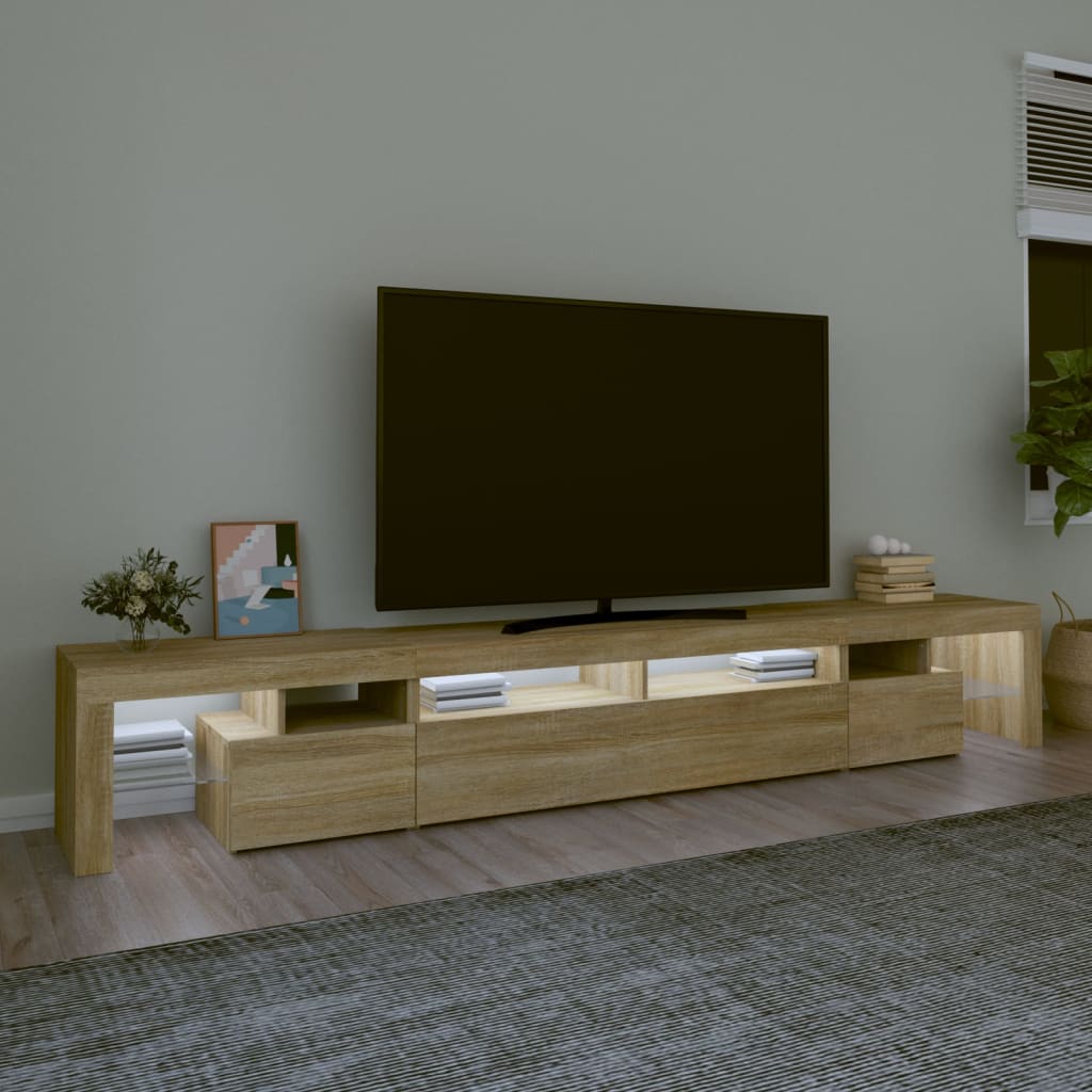 Meuble TV avec éclairage LED en chêne Sonoma 260x36,5x40 cm