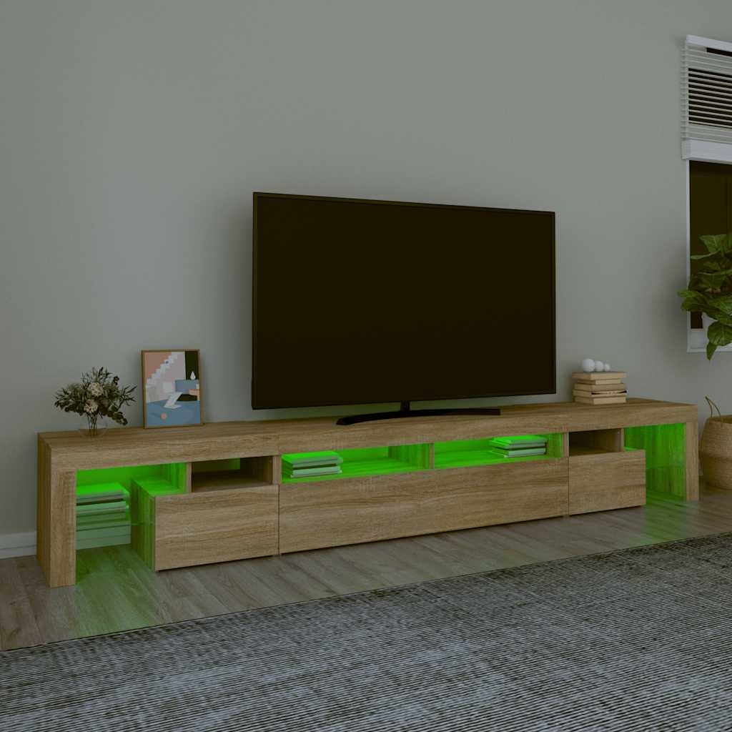 TV-Schrank mit LED-Leuchten Sonoma-Eiche 260x36,5x40 cm