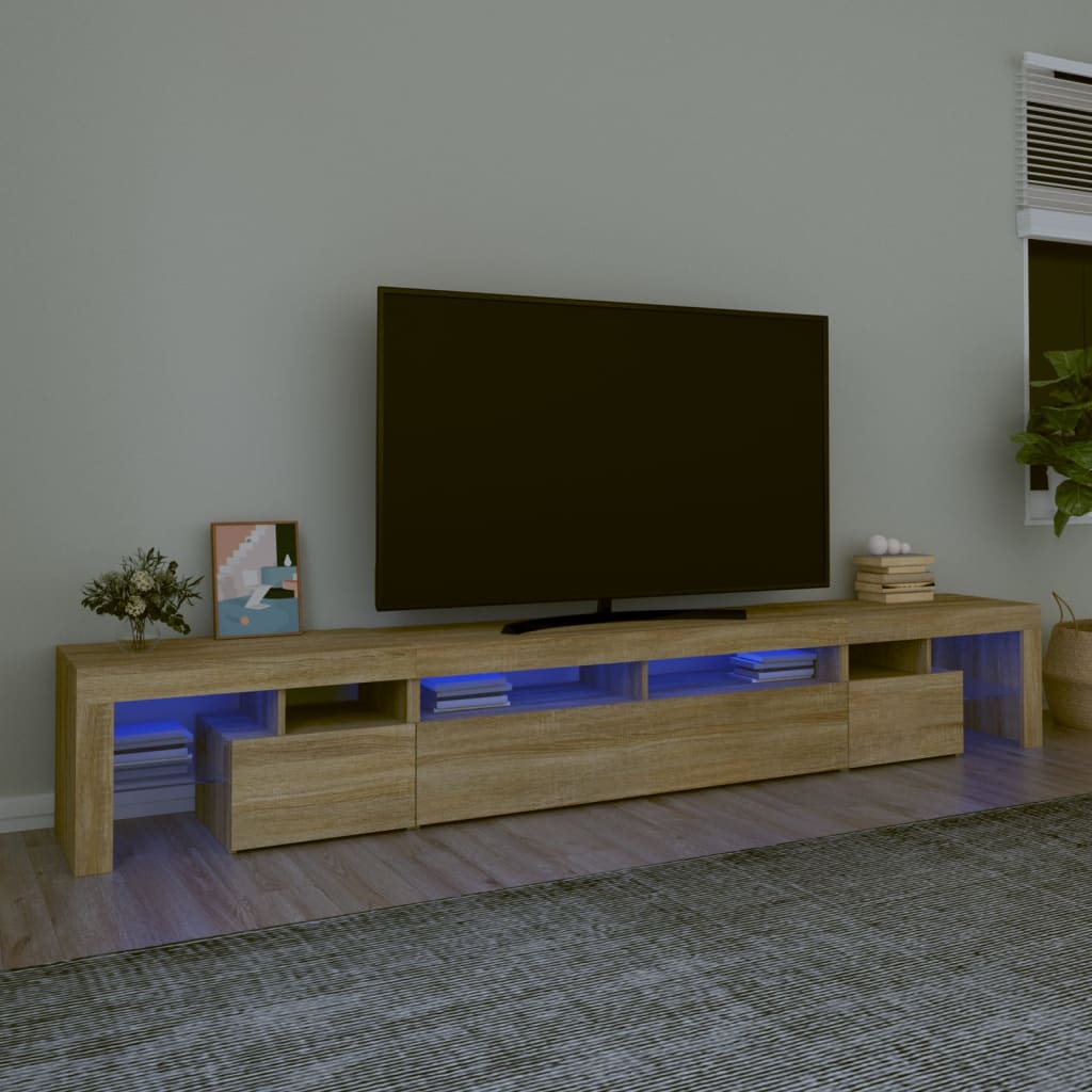 Meuble TV avec éclairage LED en chêne Sonoma 260x36,5x40 cm