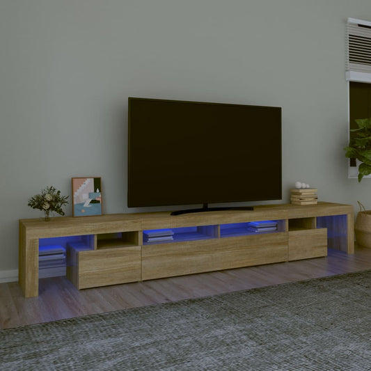Meuble TV avec éclairage LED en chêne Sonoma 260x36,5x40 cm