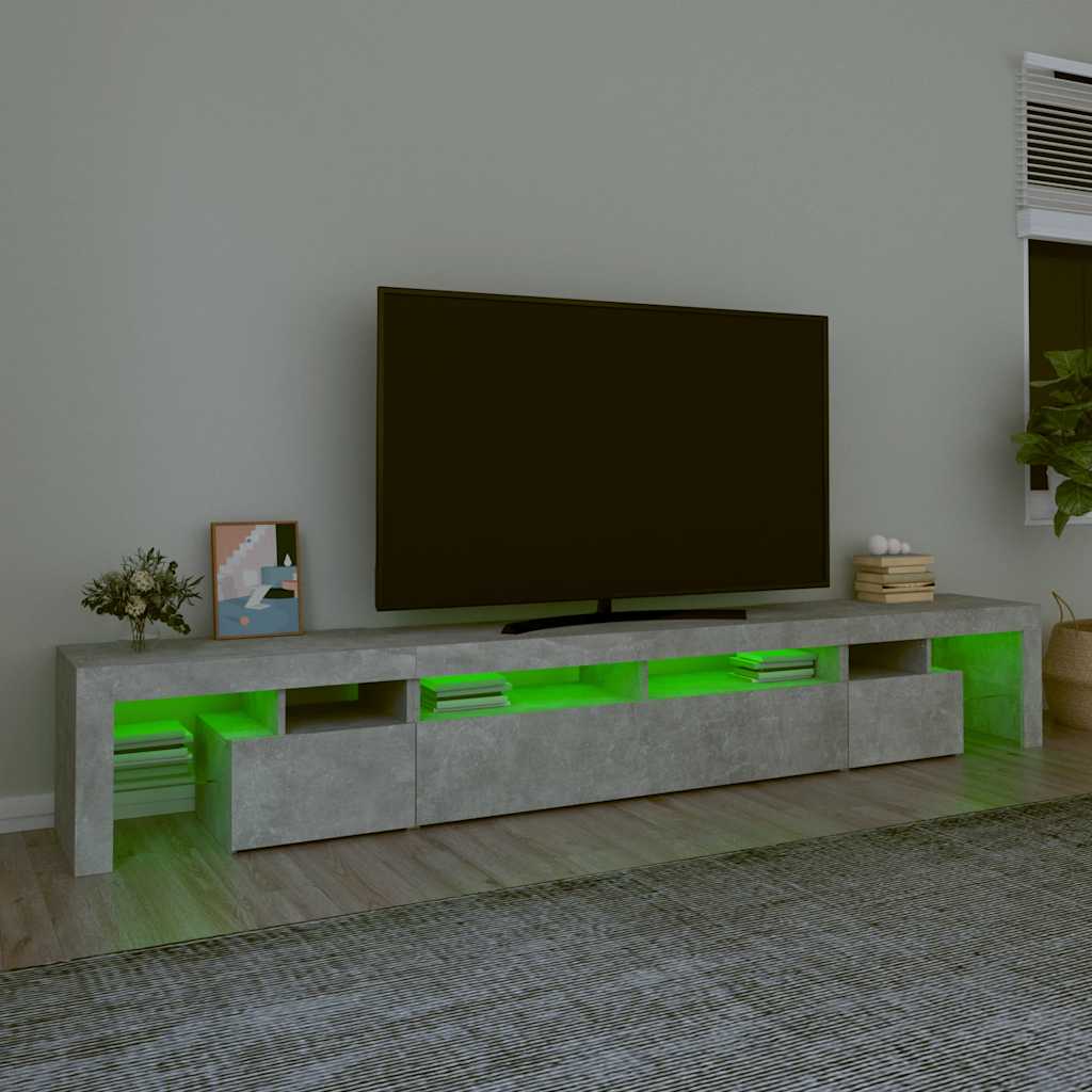 TV-Schrank mit LED-Leuchten Betongrau 260x36,5x40 cm