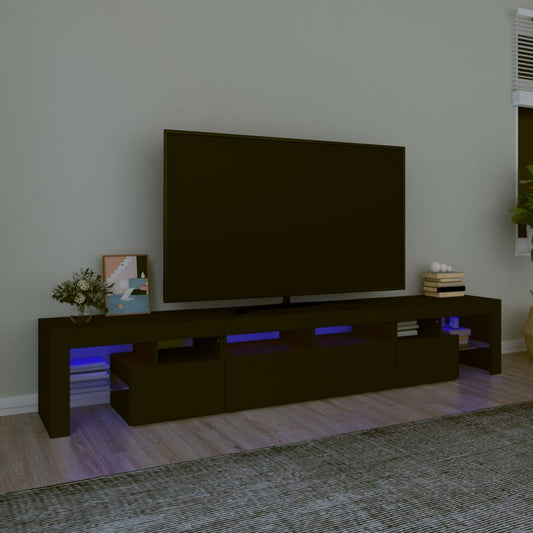 Meuble TV avec éclairage LED, noir, 230 x 36,5 x 40 cm