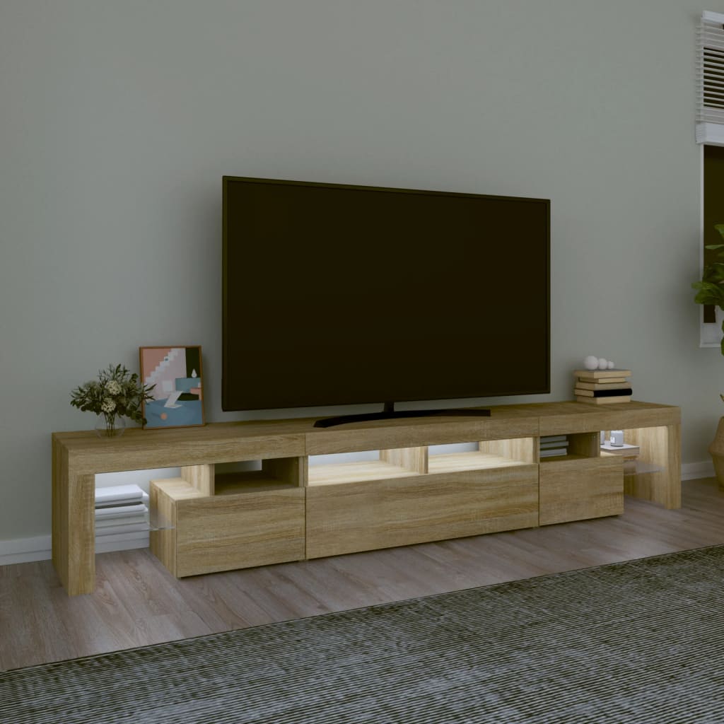 Meuble TV avec éclairage LED en chêne Sonoma 230x36,5x40 cm