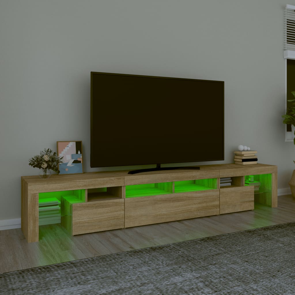 Meuble TV avec éclairage LED en chêne Sonoma 230x36,5x40 cm
