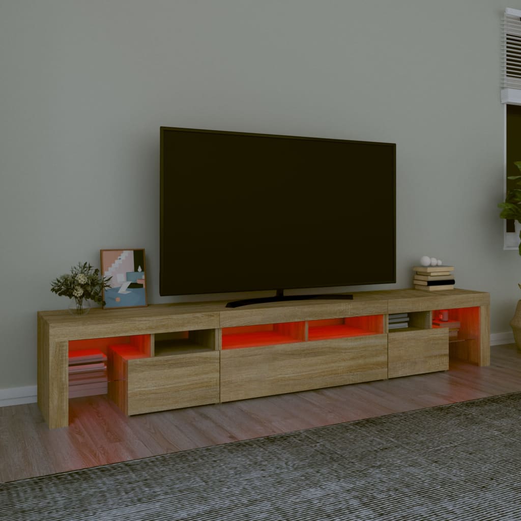 Meuble TV avec éclairage LED en chêne Sonoma 230x36,5x40 cm