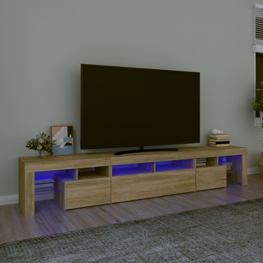 Meuble TV avec éclairage LED en chêne Sonoma 230x36,5x40 cm