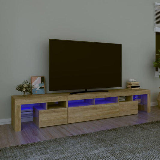 Meuble TV avec éclairage LED en chêne Sonoma 230x36,5x40 cm