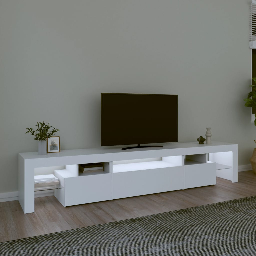Meuble TV avec éclairage LED blanc 215x36,5x40 cm