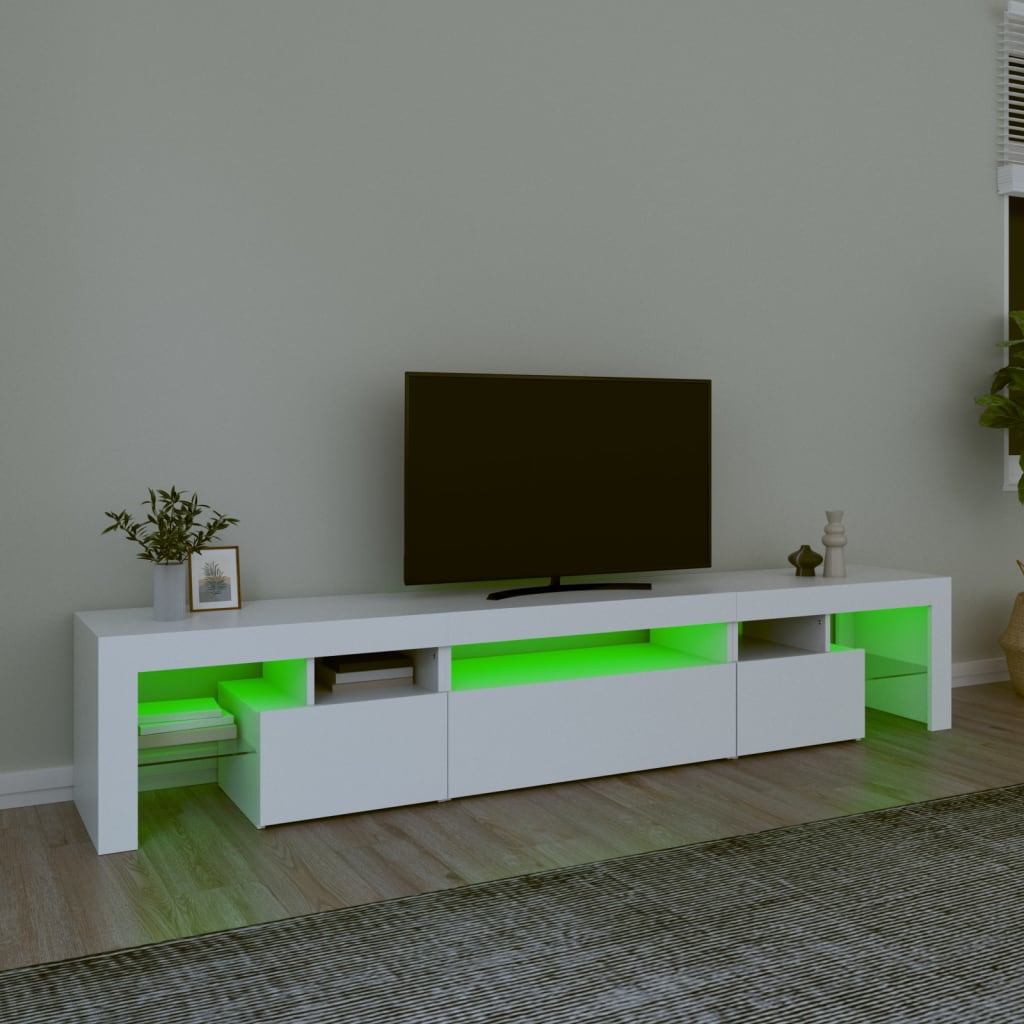 Meuble TV avec éclairage LED blanc 215x36,5x40 cm