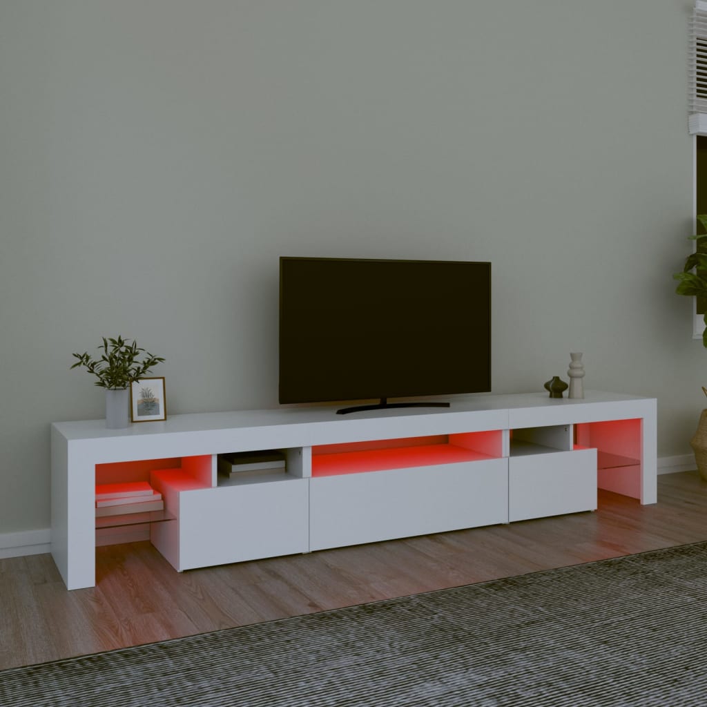 Meuble TV avec éclairage LED blanc 215x36,5x40 cm