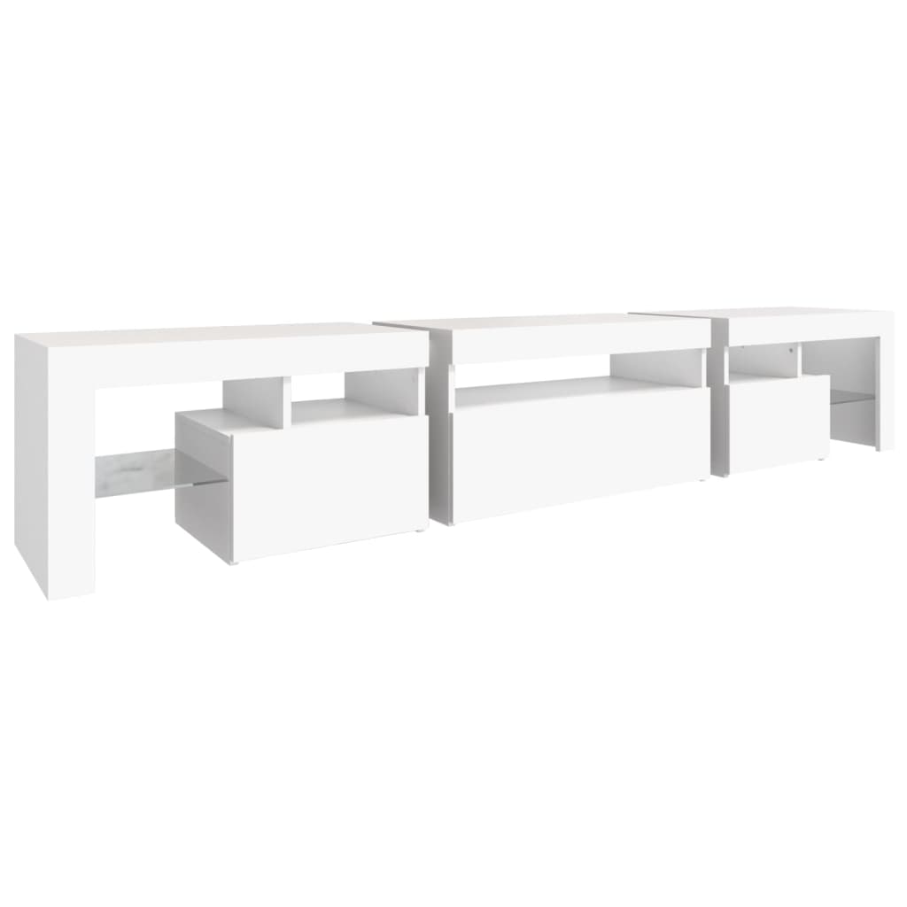Meuble TV avec éclairage LED blanc 215x36,5x40 cm