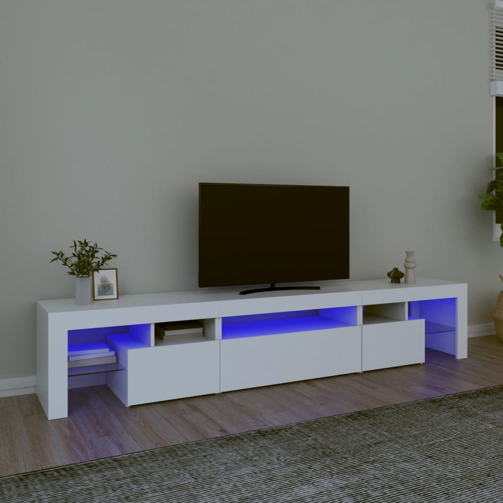 Meuble TV avec éclairage LED blanc 215x36,5x40 cm