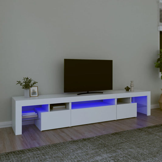 Meuble TV avec éclairage LED blanc 215x36,5x40 cm