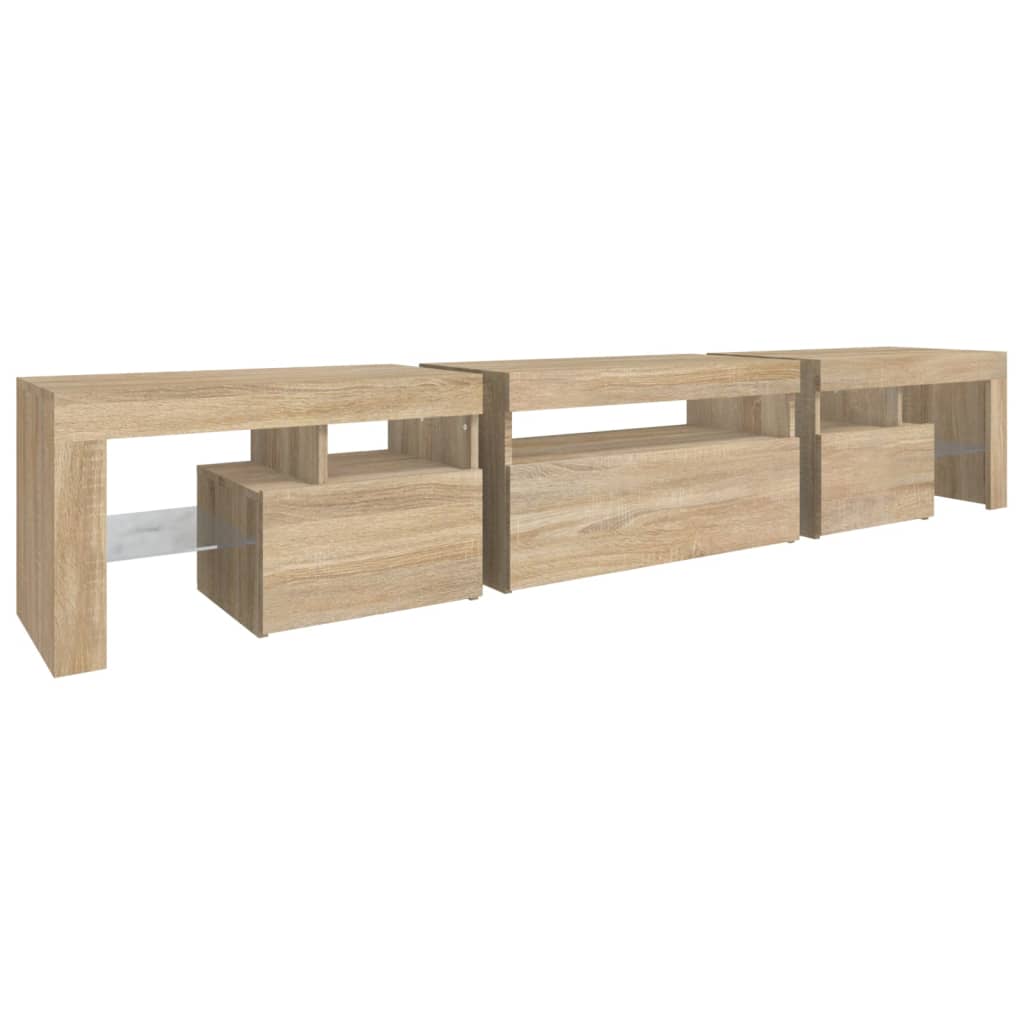 Meuble TV avec éclairage LED en chêne Sonoma 215x36,5x40 cm