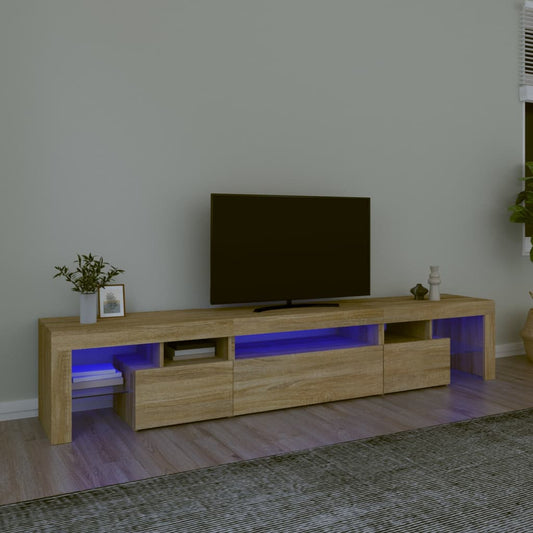 Meuble TV avec éclairage LED en chêne Sonoma 215x36,5x40 cm