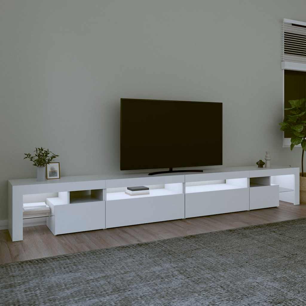TV-Schrank mit LED-Leuchten Weiß 290x36,5x40 cm