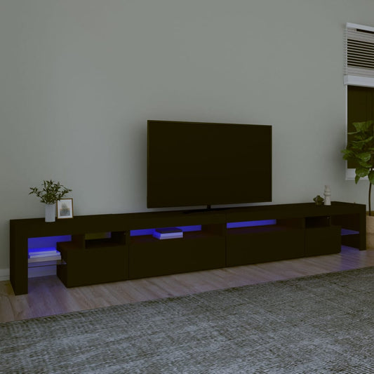 Meuble TV avec éclairage LED, noir, 290 x 36,5 x 40 cm