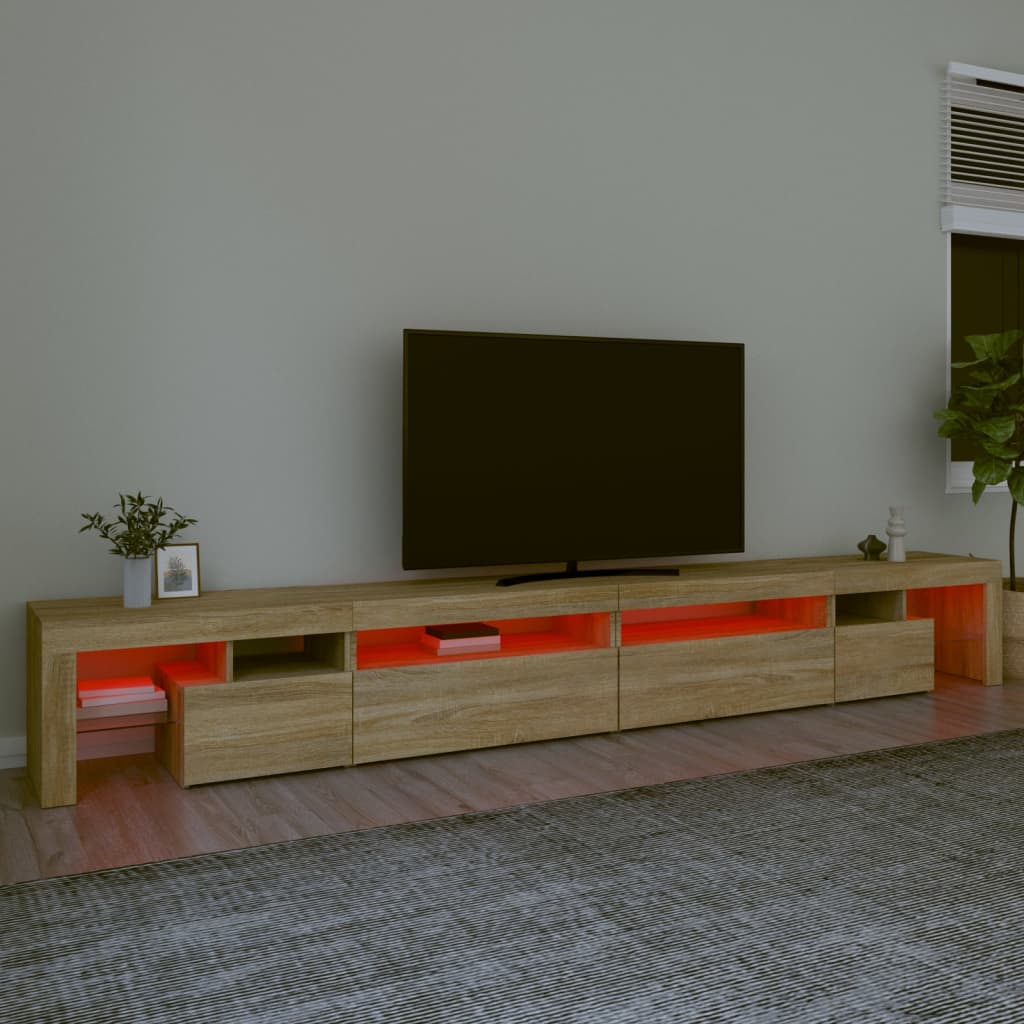 Meuble TV avec éclairage LED en chêne Sonoma 290x36,5x40 cm