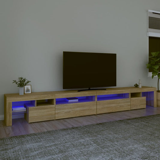 Meuble TV avec éclairage LED en chêne Sonoma 290x36,5x40 cm