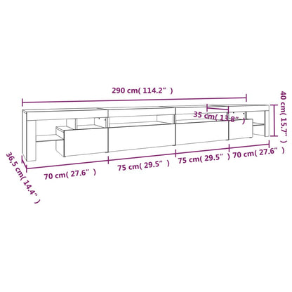 TV-Schrank mit LED-Leuchten Betongrau 290x36,5x40 cm