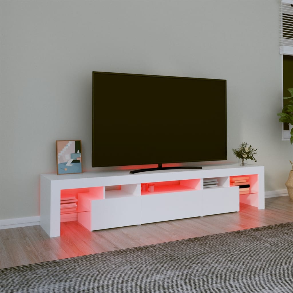 Meuble TV avec éclairage LED blanc 200x36,5x40 cm