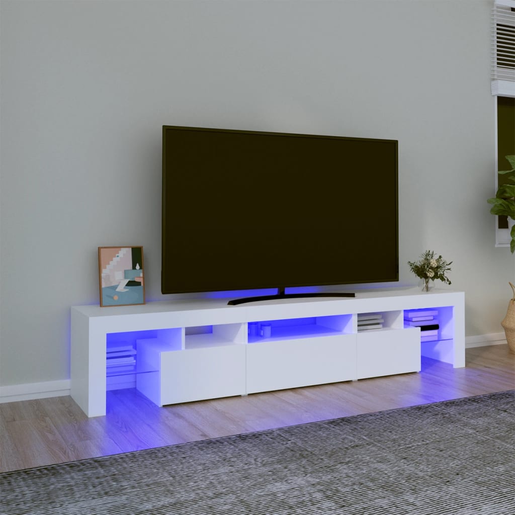 Meuble TV avec éclairage LED blanc 200x36,5x40 cm