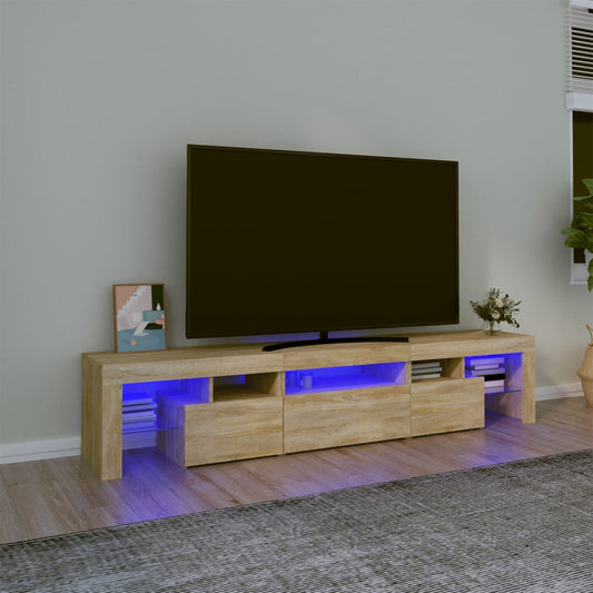 Meuble TV avec éclairage LED en chêne Sonoma 200x36,5x40 cm