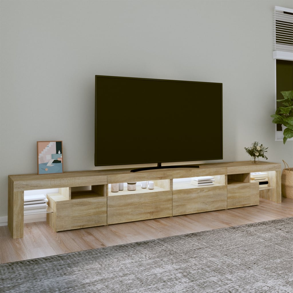 Meuble TV avec éclairage LED en chêne Sonoma 260x36,5x40 cm