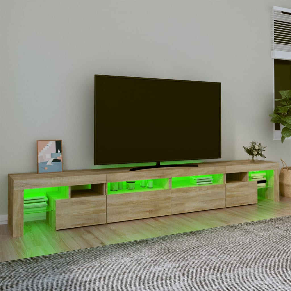Meuble TV avec éclairage LED en chêne Sonoma 260x36,5x40 cm