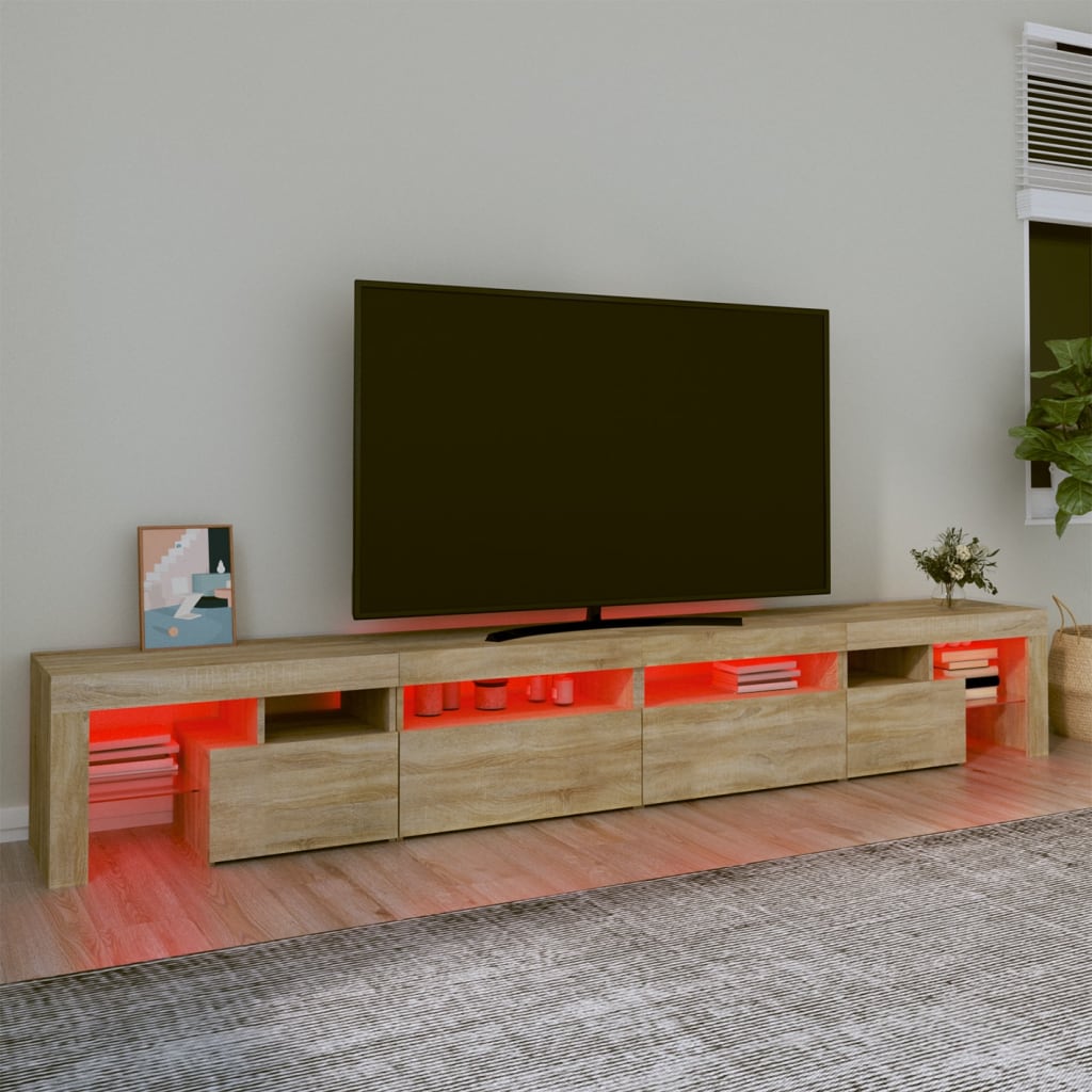 Meuble TV avec éclairage LED en chêne Sonoma 260x36,5x40 cm