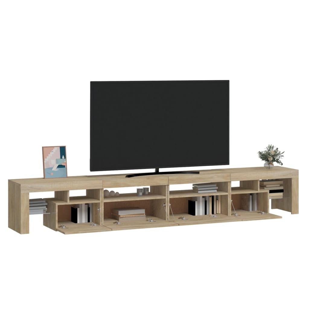 Meuble TV avec éclairage LED en chêne Sonoma 260x36,5x40 cm