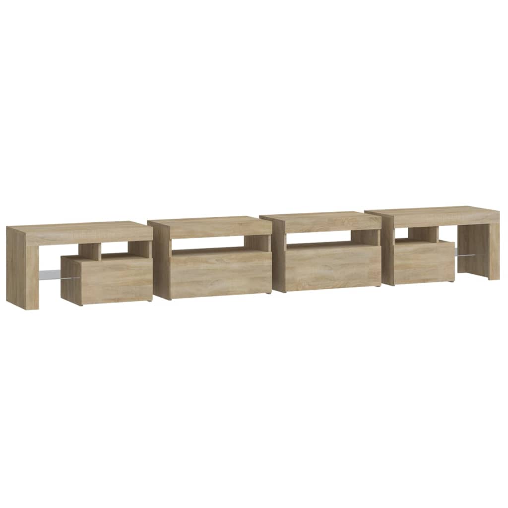 Meuble TV avec éclairage LED en chêne Sonoma 260x36,5x40 cm