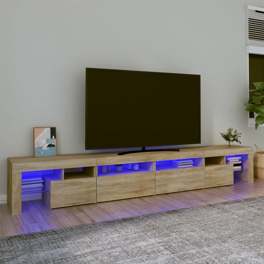 Meuble TV avec éclairage LED en chêne Sonoma 260x36,5x40 cm