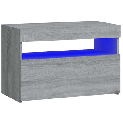 Nachttisch mit LED-Leuchten Grau Sonoma 60x35x40 cm