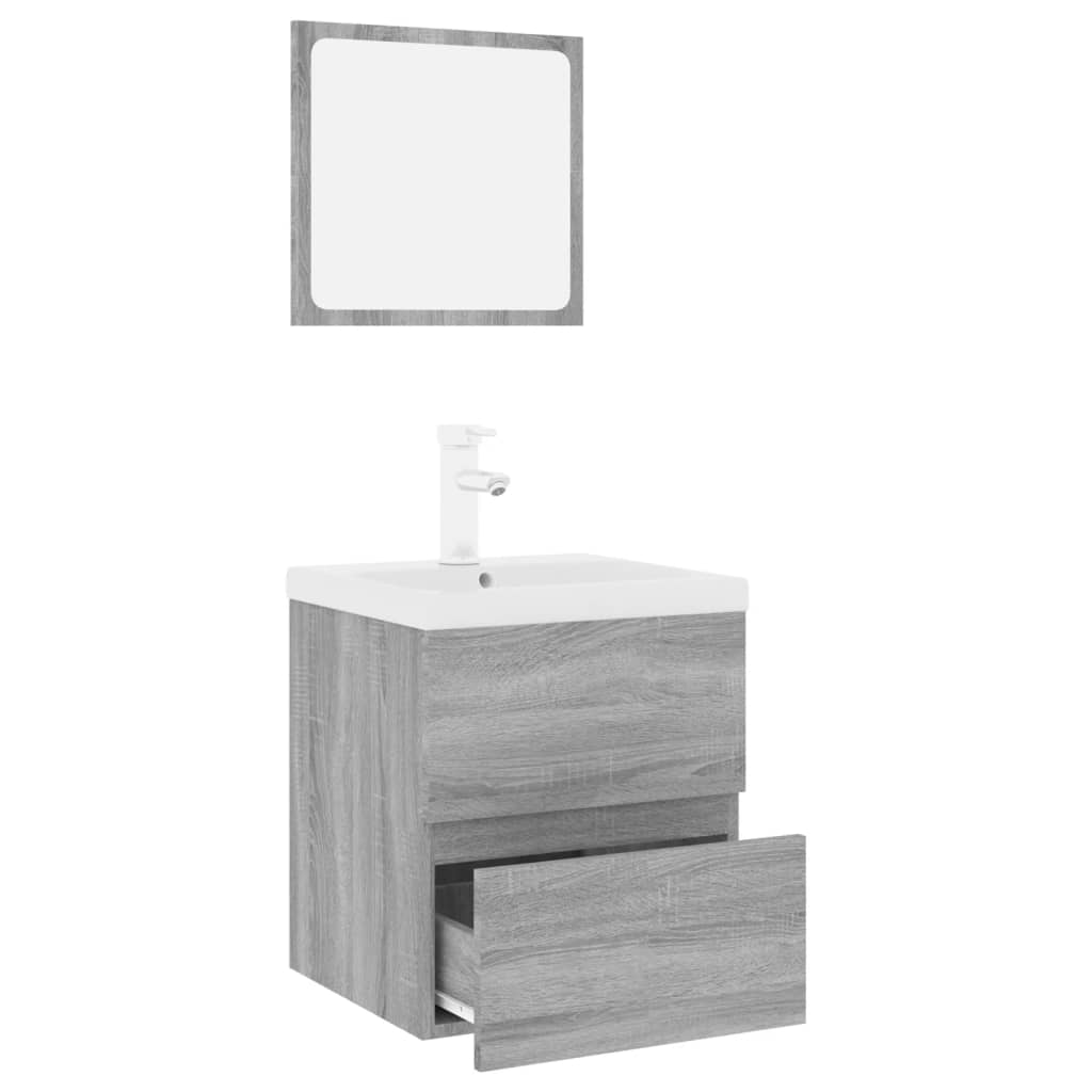 Badmöbel-Set Grau Sonoma Holzwerkstoff